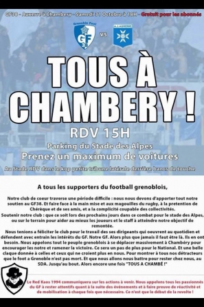 GF38 – les supporters se mobilisent pour le match à Chambéry